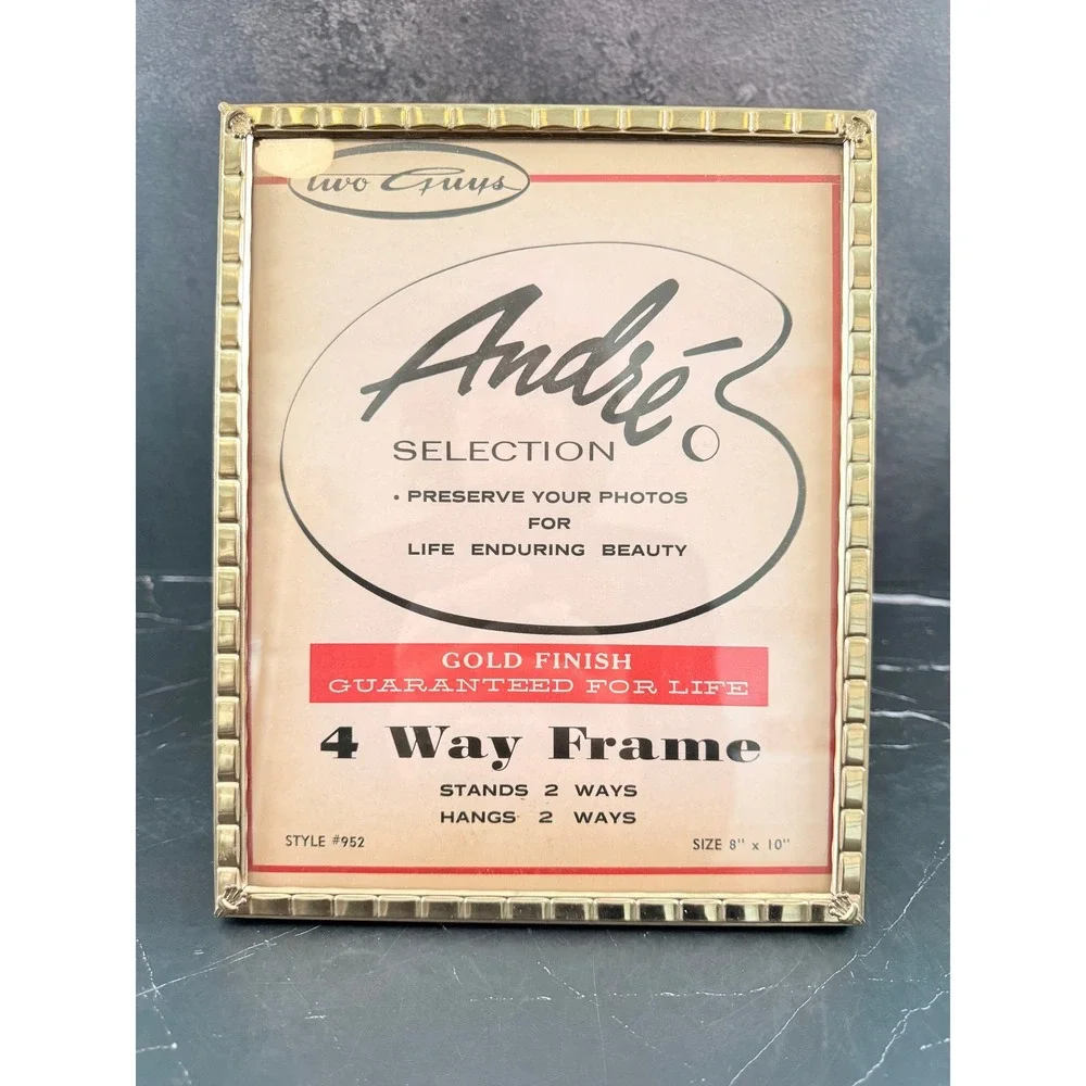 VTG Andre Selection Gold Tone Metal 4-Way Frame 8X10 Fabric Back